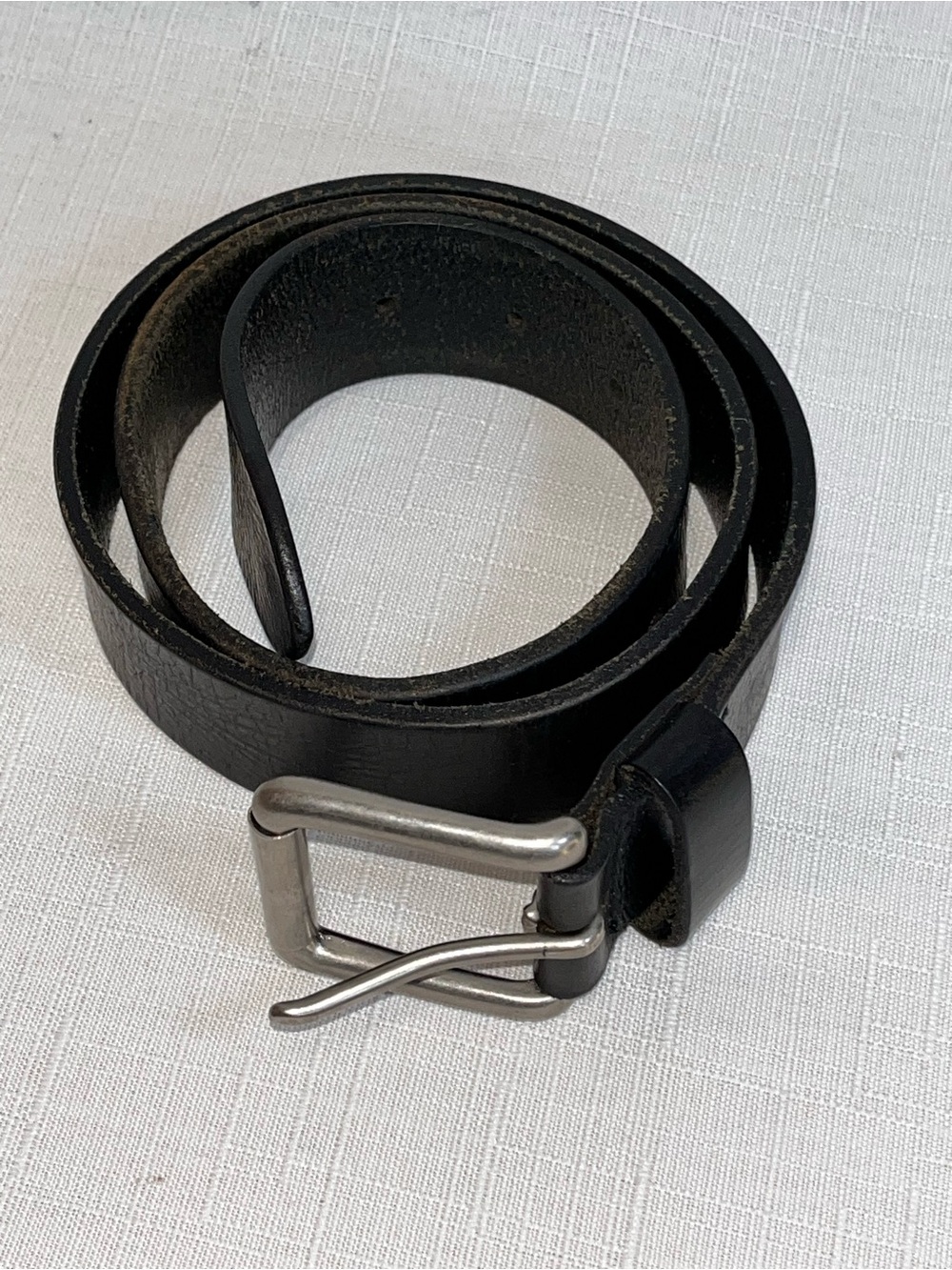 LL Bean Black Cowhide Leather Belt Solid Brass Buckle USA Size 30 Fits 27–33 - Picture 2 of 6